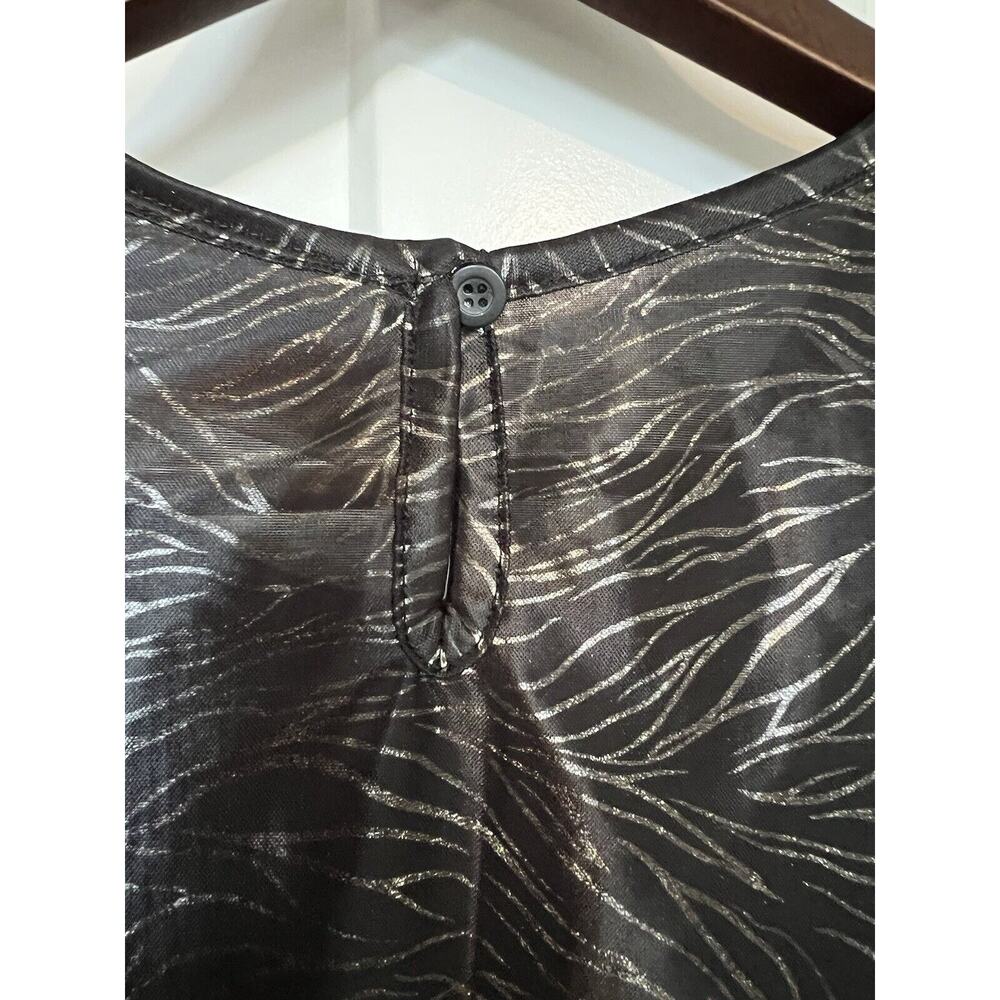 Vintage The Villager Women's Blouse Large Art Deco Party Black Metallic - Picture 7 of 10